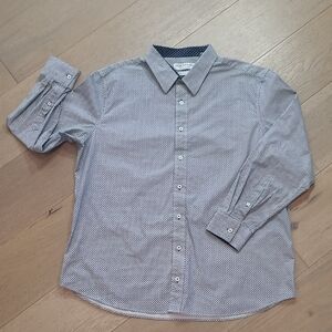 EUC Nick Graham Shirt Men's sz 2XL Blue Geometric Everywhere Stretch Moderfn Fit